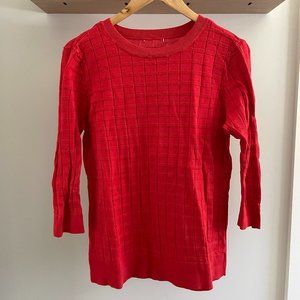 Bright Red Sweater 3/4 Sleeves Stretch XL Halogen